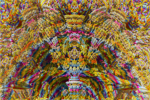 3D render. Fractal image of a 3D object. Fractal landscape. A colorful computer-generated image. The fractal background. Textures for the design. Abstract painting. Pattern