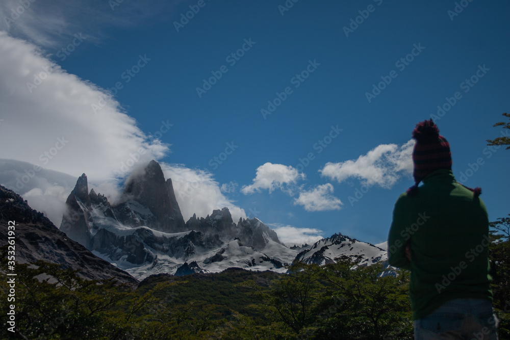 the mountain the peaks and lakes of patagonia argentina, with a sky full of clouds