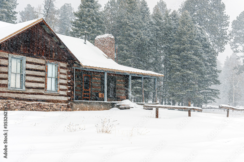 Ranch House in a Heavy Snow Storm