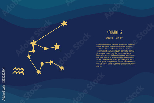 Horoscope background. Zodiac sign Aquarius. Horoscope vector background. Constellations Aquarius