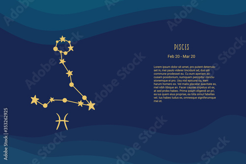 Horoscope background. Zodiac sign Pisces. Horoscope vector background. Pisces constellations