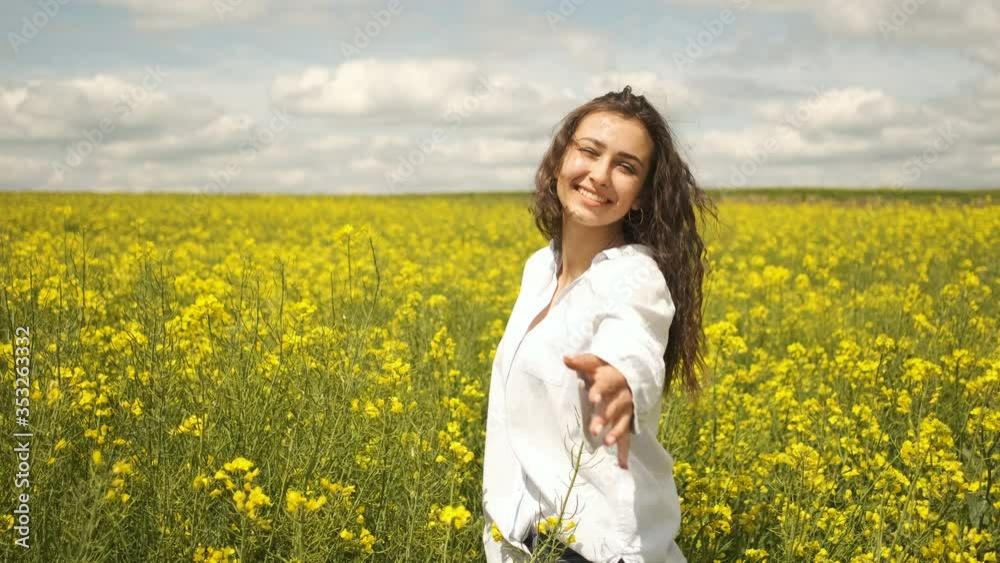 Cheerful girl of Caucasian appearance in rape posing in front of the camera Cheerful girl of Caucasian appearance in rape posing in front of the camera