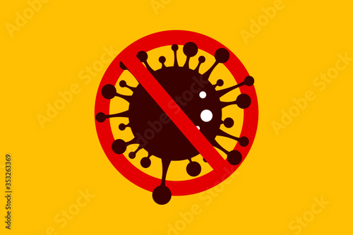 Stop coronavirus vector illustration concept. Pandemic medical concept with dangerous cells. Novel Coronavirus COVID-19.