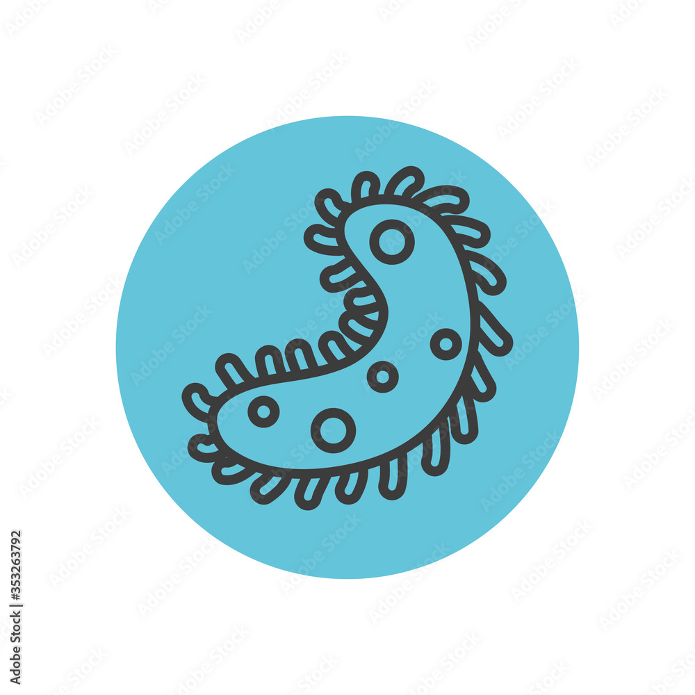Fototapeta premium bacteria germ icon, block line style