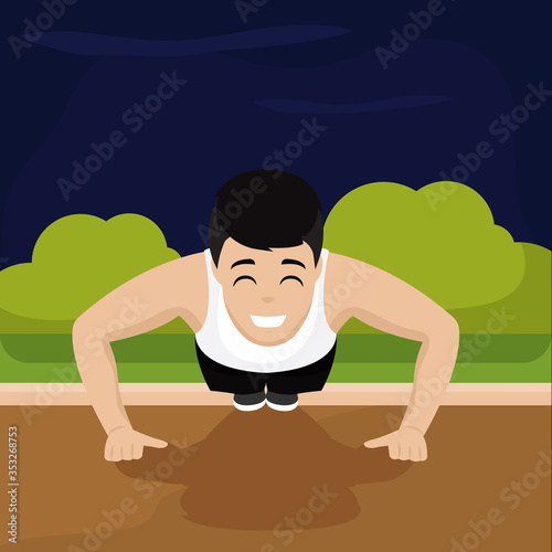 Man exercising outdoors