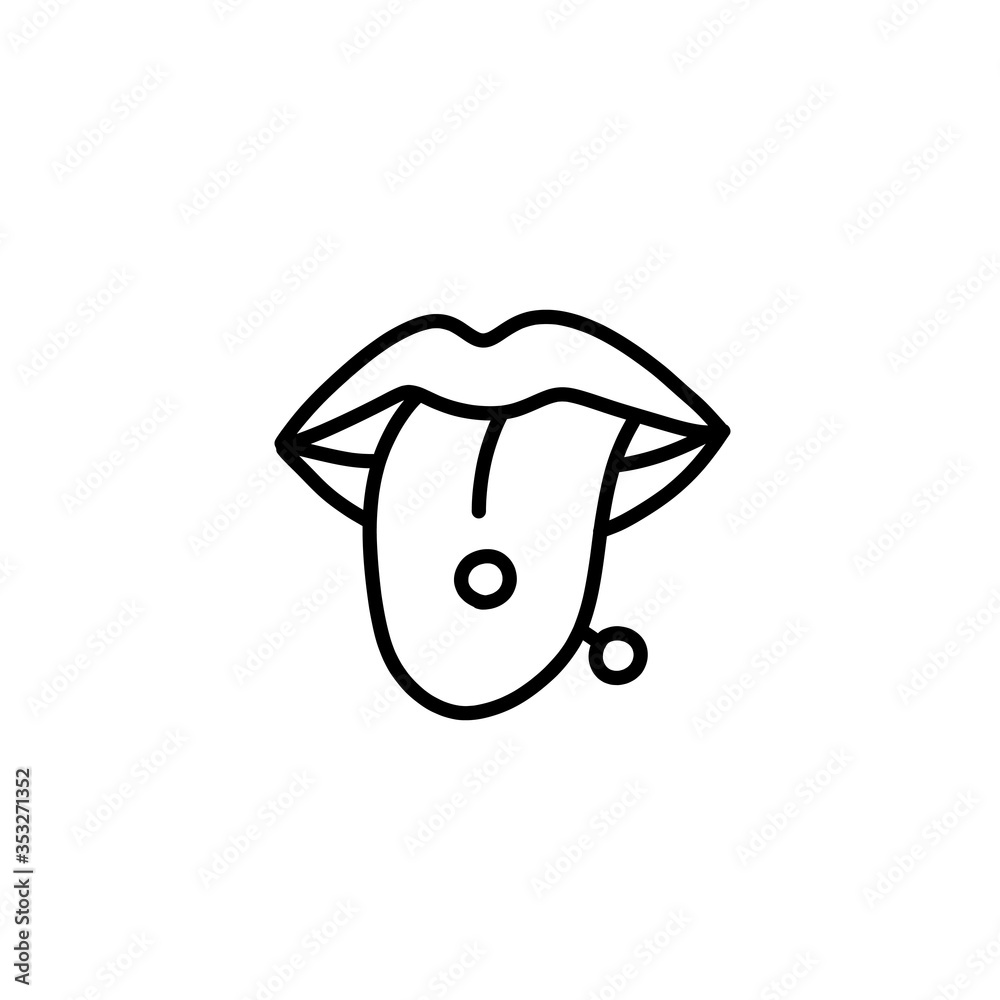 tongue piercing doodle icon, vector illustration