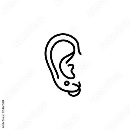 ear piercing doodle icon, vector illustration