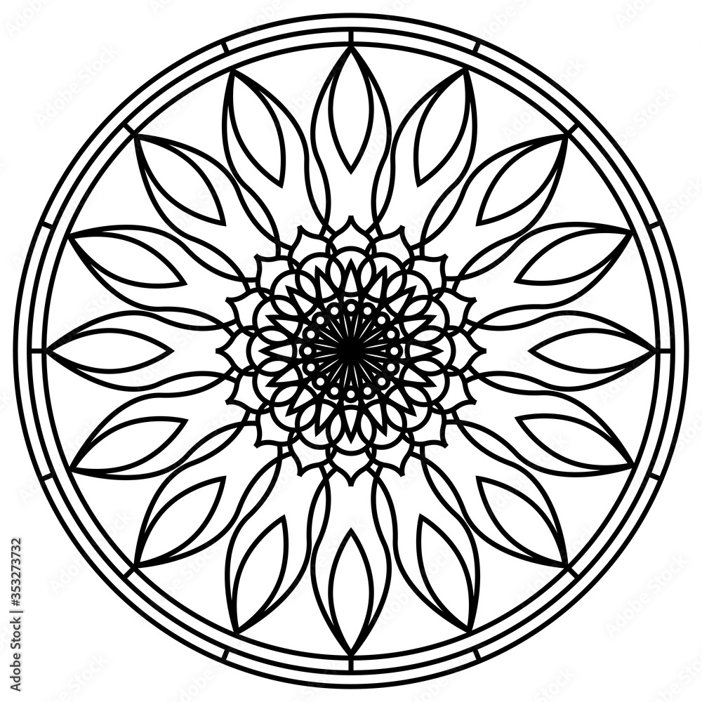 Outline of a floral pattern mandala Outline of a floral pattern mandala