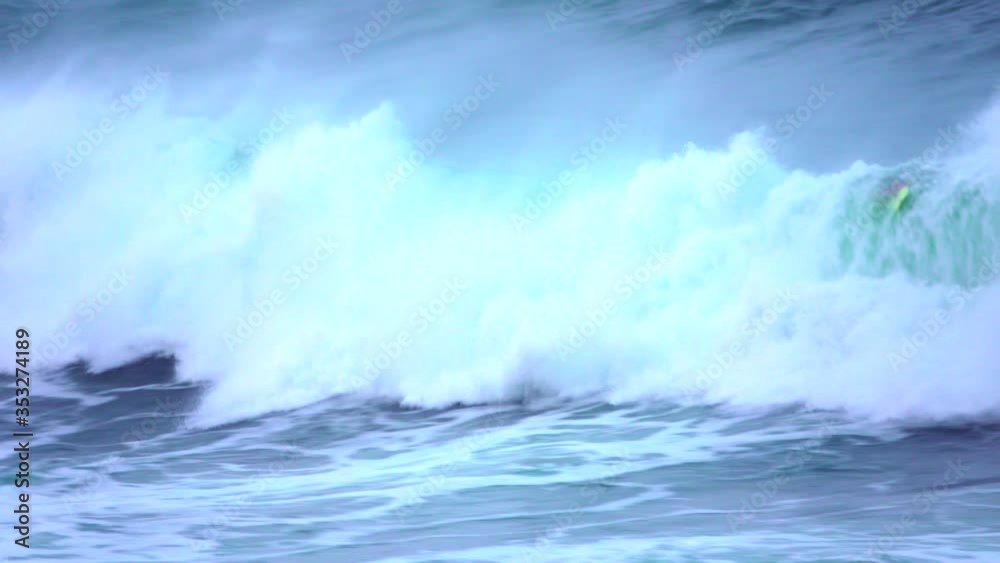 Surfer takes off in big wave and crash heavily Surfer takes off in big wave and crash heavily