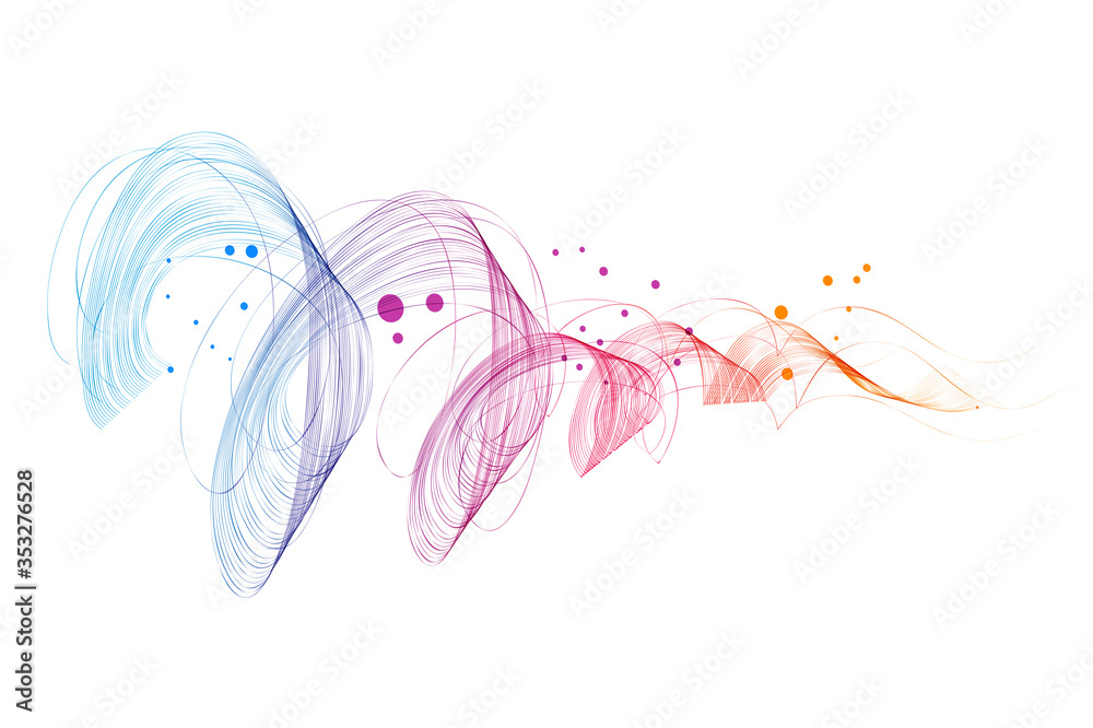 Obraz premium Abstract swirl background with colorful flowing lines on white