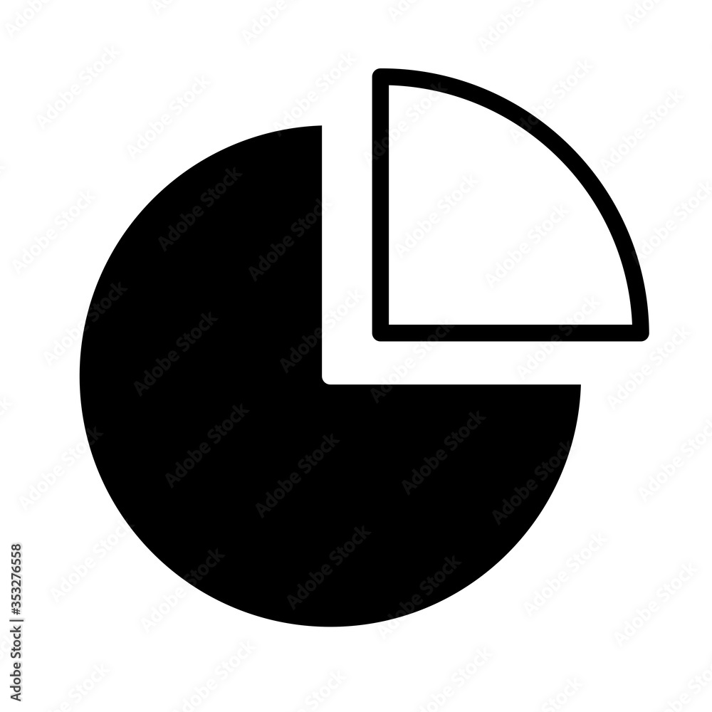pie chart icon, silhouette style pie chart icon, silhouette style