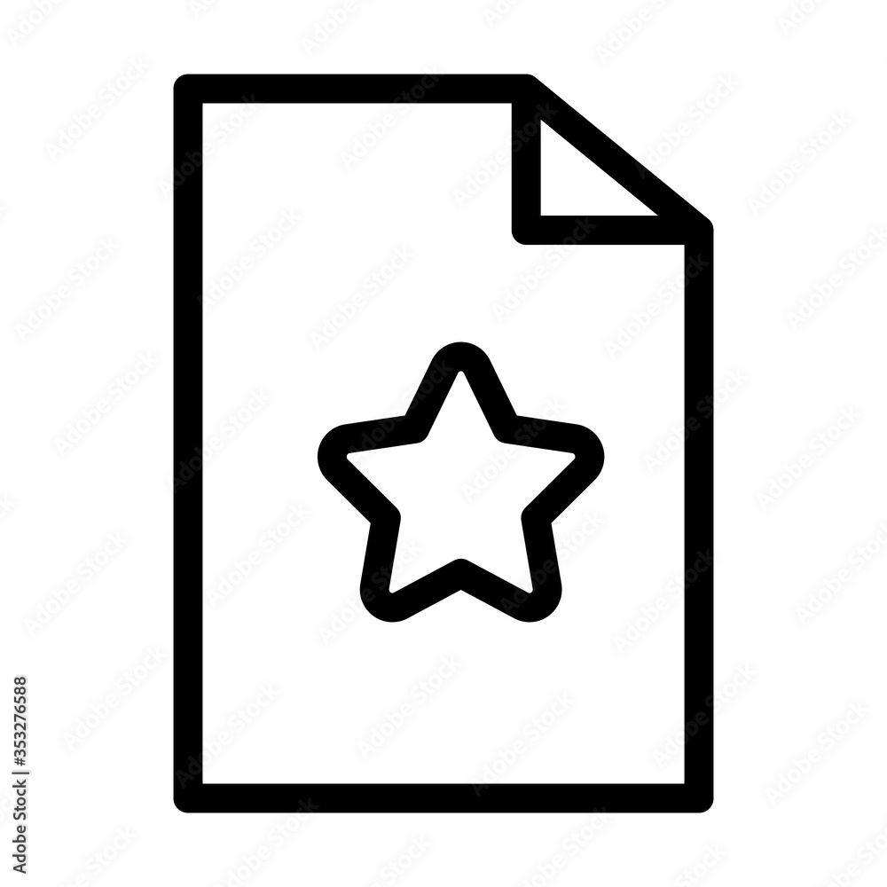 document with star icon, line style document with star icon, line style