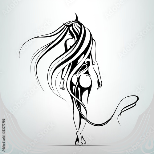 Silhouette of girl of devil
