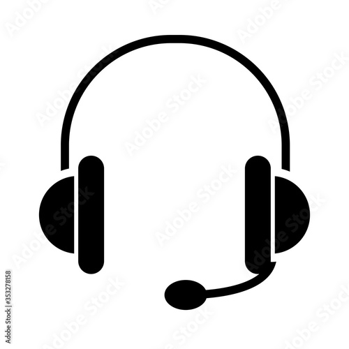 headphones with microphone icon, silhouette style