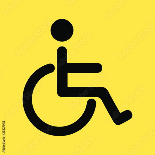 disabled icon vector illustration on yellow background.