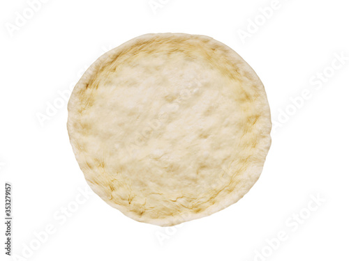 Pizza dough isolated on white background. Cooking process step by step. Top view.