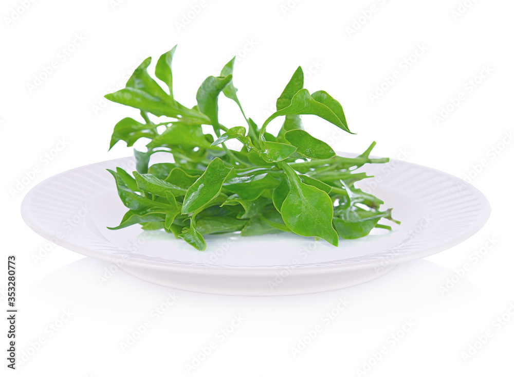 water cress on plateisolated on white background. water cress on plateisolated on white background.