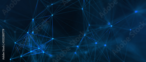 Fototapeta Naklejka Na Ścianę i Meble -  Abstract futuristic - technology with polygonal shapes on dark blue background. Design digital technology concept. 3d illustration.