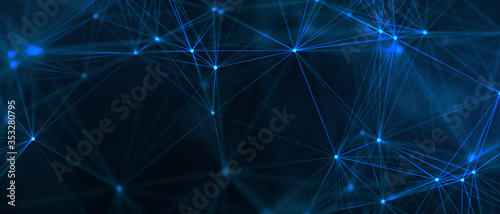 Abstract futuristic - technology with polygonal shapes on dark blue background. Design digital technology concept. 3d illustration.