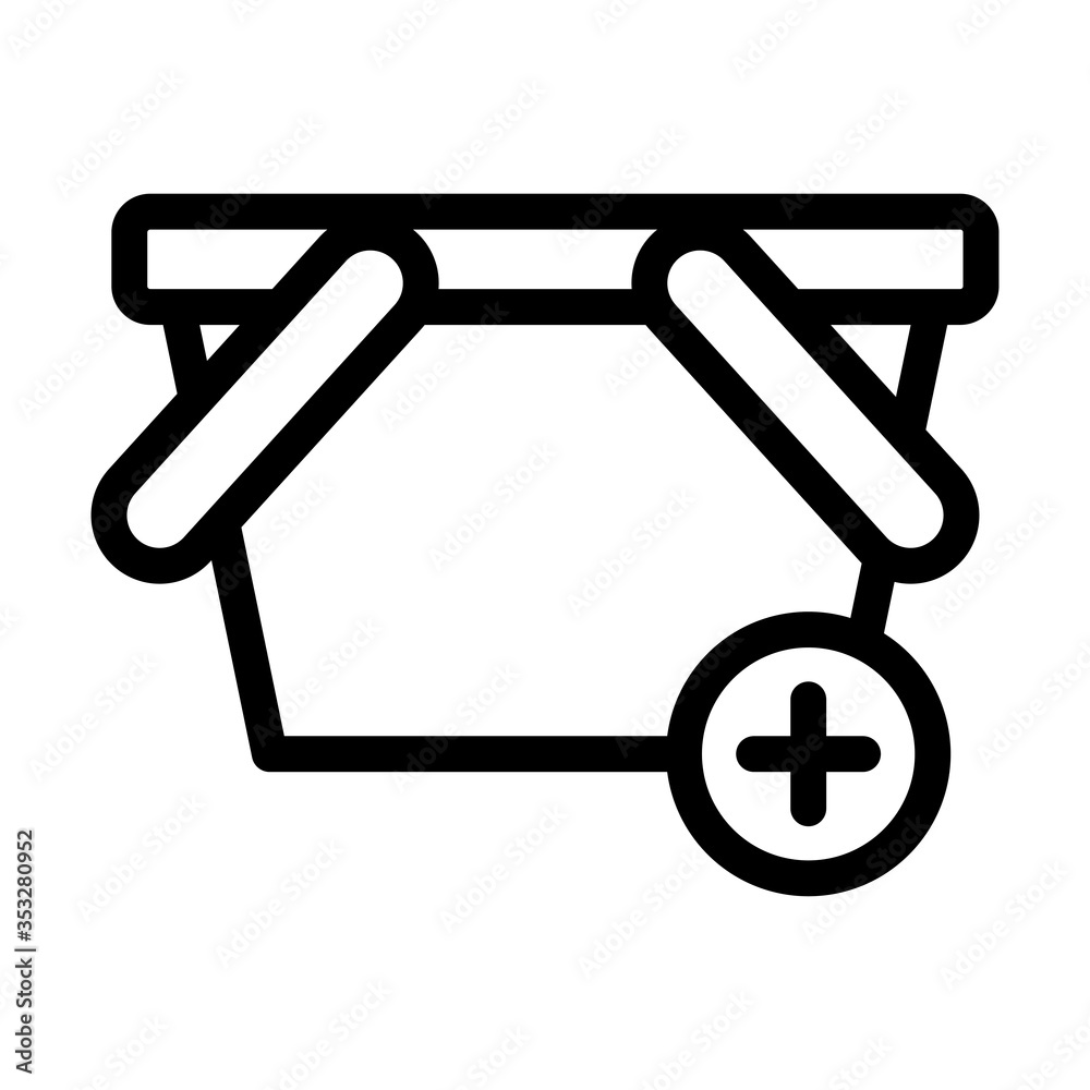 shopping basket and plus icon, line style shopping basket and plus icon, line style