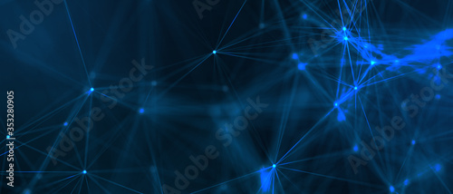 Fototapeta Naklejka Na Ścianę i Meble -  Abstract futuristic - technology with polygonal shapes on dark blue background. Design digital technology concept. 3d illustration.