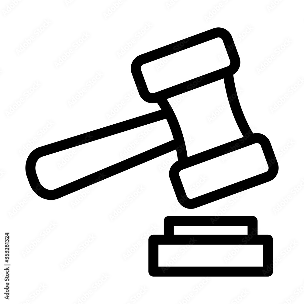 law gavel icon, line style law gavel icon, line style