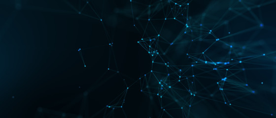 Abstract futuristic - technology with polygonal shapes on dark blue background. Design digital technology concept. 3d illustration.