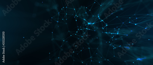 Fototapeta Naklejka Na Ścianę i Meble -  Abstract futuristic - technology with polygonal shapes on dark blue background. Design digital technology concept. 3d illustration.