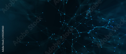 Abstract futuristic - technology with polygonal shapes on dark blue background. Design digital technology concept. 3d illustration.