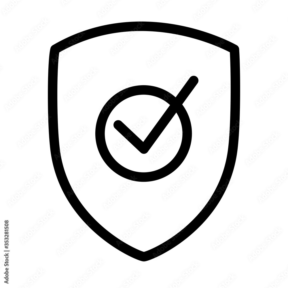 security shield with check mark icon, line style