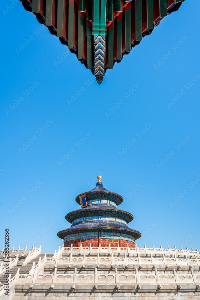 Temple of Heaven(Tiantan) in Beijing, China. Translation: Prayer hall (name of this temple). Temple of Heaven(Tiantan) in Beijing, China. Translation: Prayer hall (name of this temple).