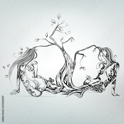 Grown into a tree. Vector illustration