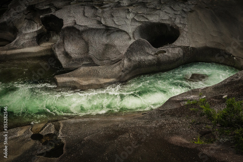 rapids flowing between rocks