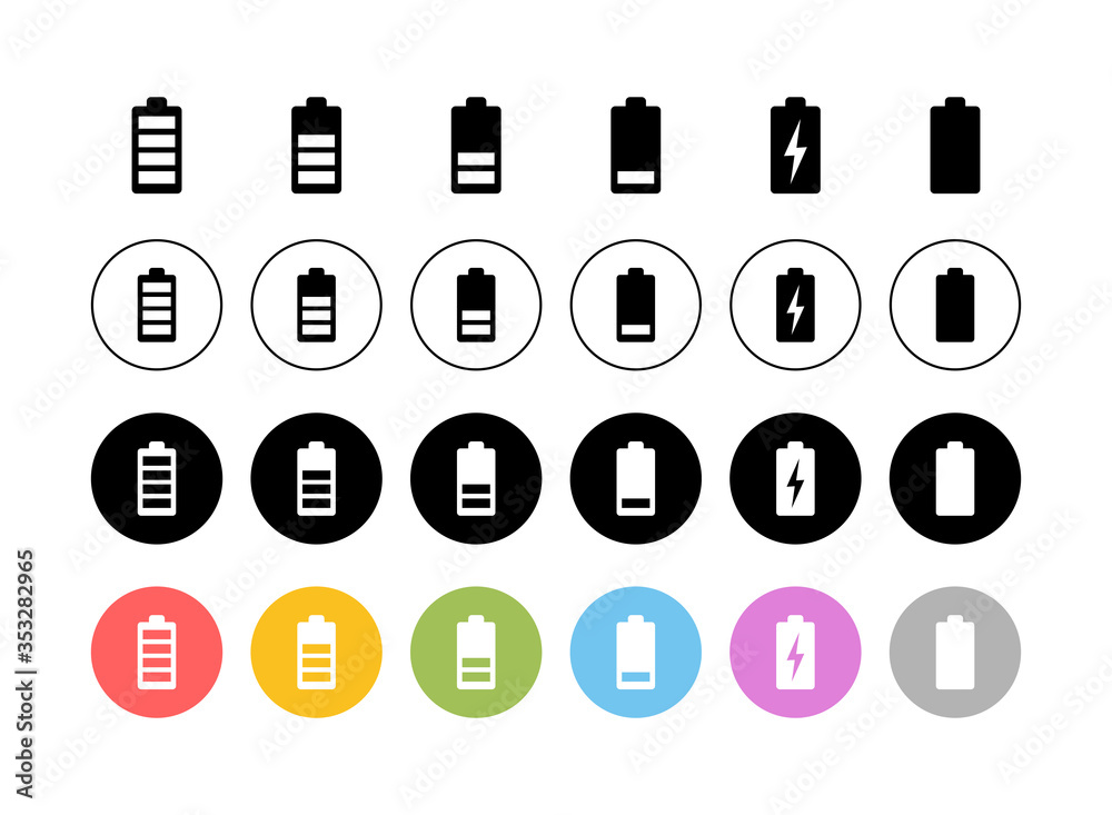 set of Battery icons . Battery vector icon set of Battery icons . Battery vector icon