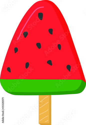 Watermelon flavored ice cream has a sour taste of real fruit.