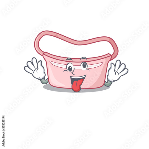 A mascot design of women waist bag having a funny crazy face