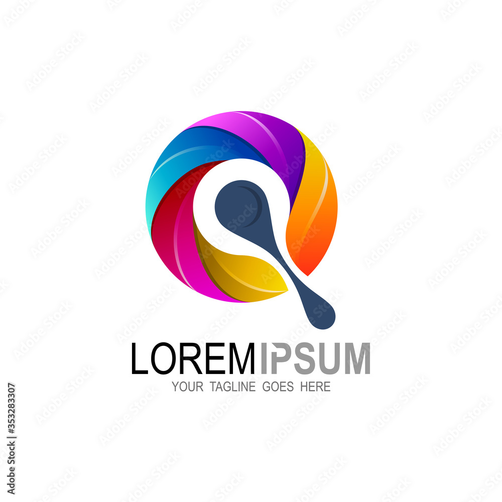 Q logo, Letter Q logo design colorful 3d, Glossy icons Q logo, Letter Q logo design colorful 3d, Glossy icons