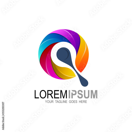 Q logo, Letter Q logo design colorful 3d, Glossy icons