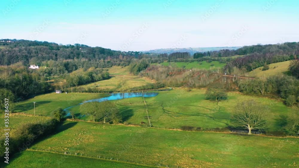 Ascending drone, beautiful aerial rural view Ascending drone, beautiful aerial rural view