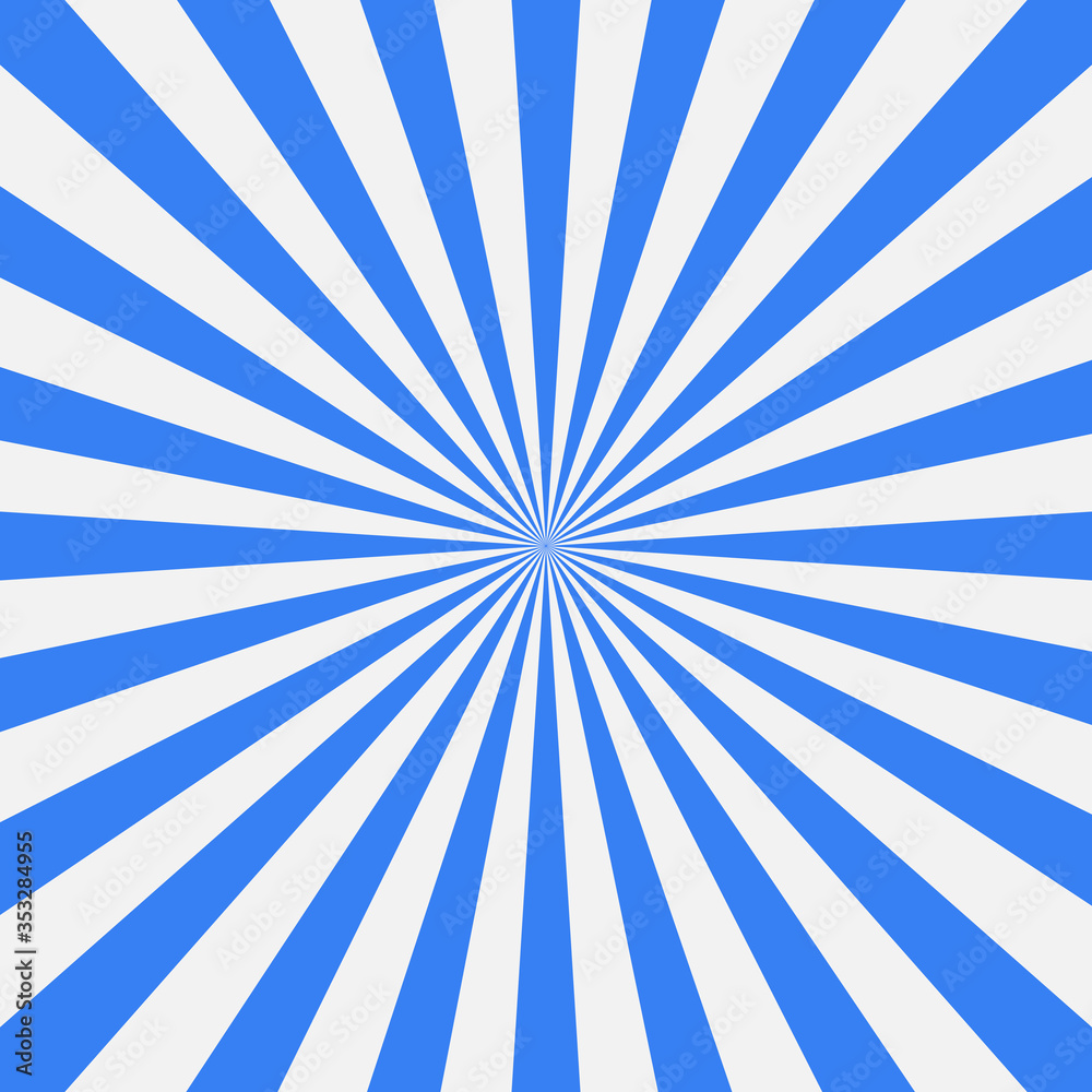Blue radial background, poster design template, vector illustration