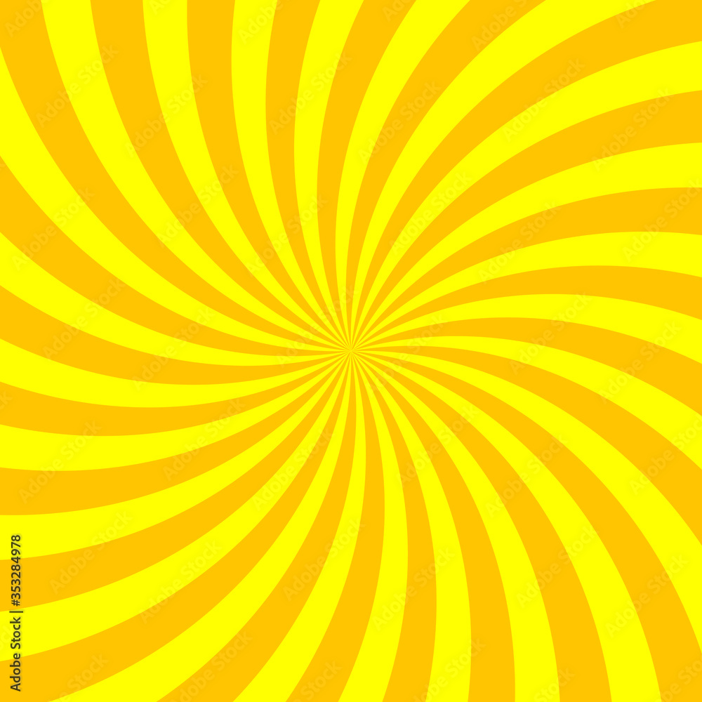 Yellow swirl background, poster design template, vector illustration