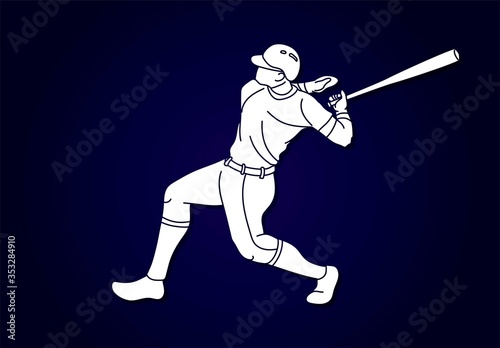Baseball player action cartoon sport graphic vector. © sila5775