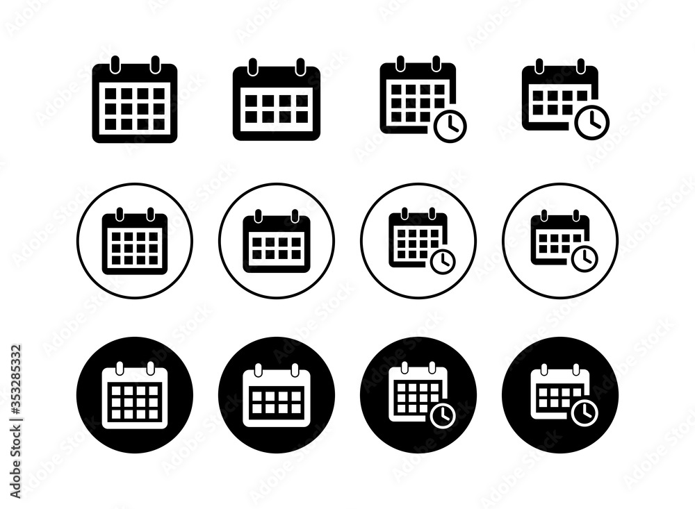 set of calendar icons . Calender symbol. Calendar vector icon. Deadline. Date. Time set of calendar icons . Calender symbol. Calendar vector icon. Deadline. Date. Time