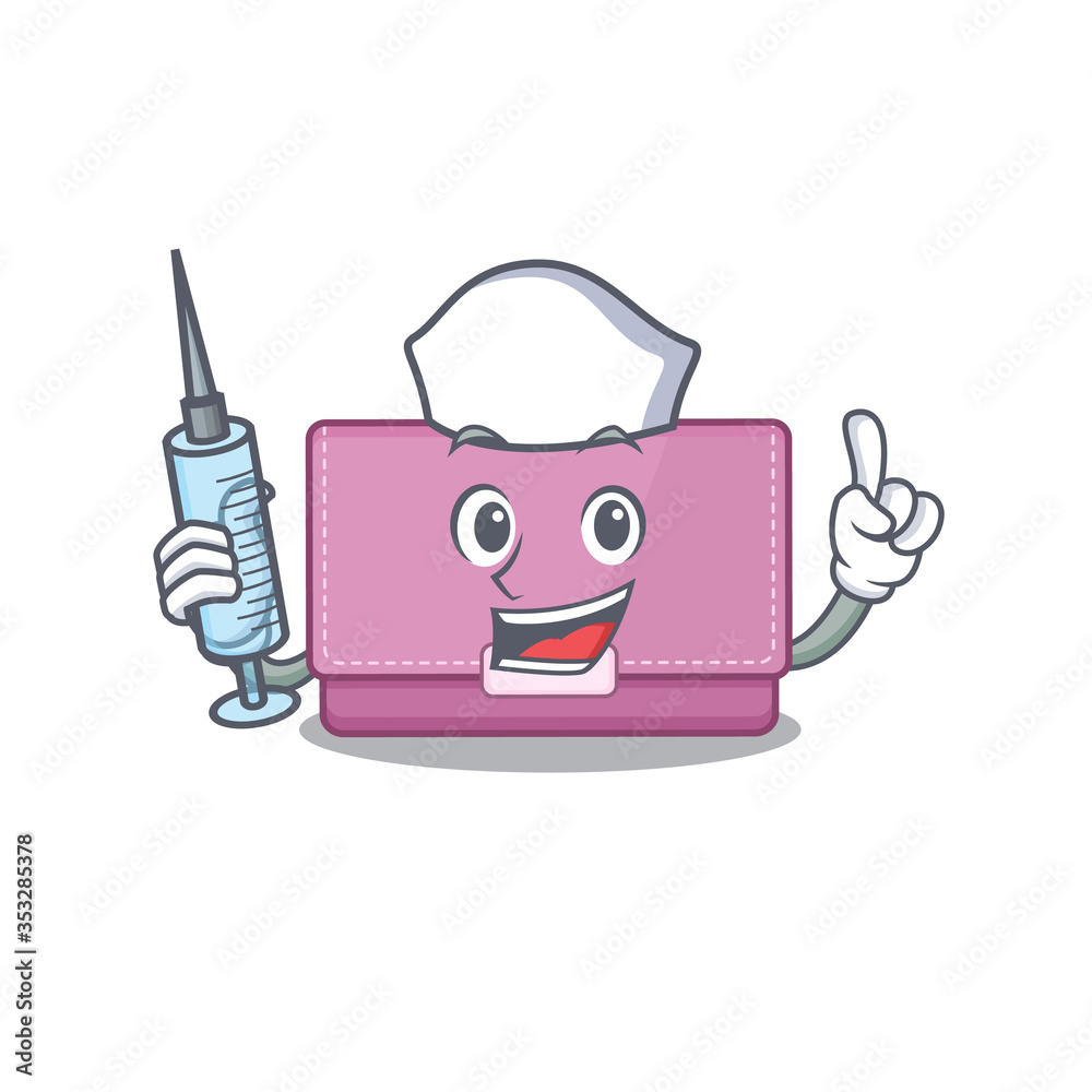 Womens wallet humble nurse mascot design with a syringe Womens wallet humble nurse mascot design with a syringe