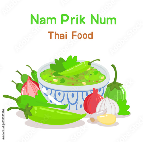 Nam Prik Noom  Northern Thai Green Chili Dip  Vector       photo