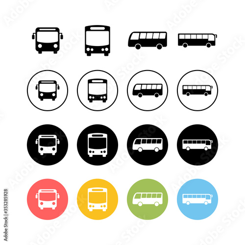 set of Bus Icons . Bus vector icon. Public transport symbol.