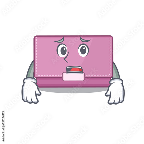 Cartoon design style of womens wallet having worried face