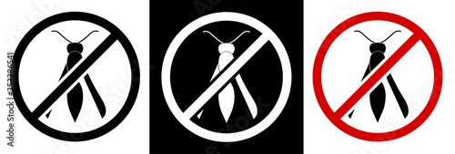warning round sign about the danger of poisonous insects. Attack of wasps and bees on humans. Isolated vector