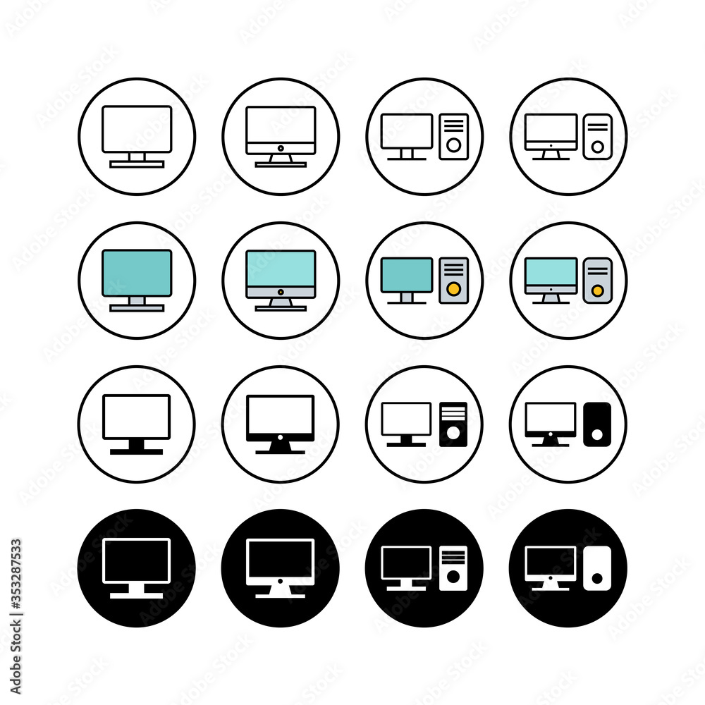 set of Computer icons . PC Icon vector. Computer monitor icon. set of Computer icons . PC Icon vector. Computer monitor icon.