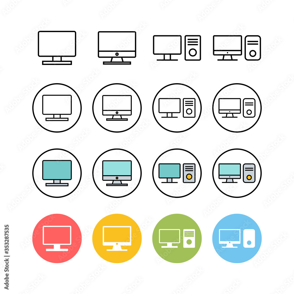set of Computer icons . PC Icon vector. Computer monitor icon. set of Computer icons . PC Icon vector. Computer monitor icon.